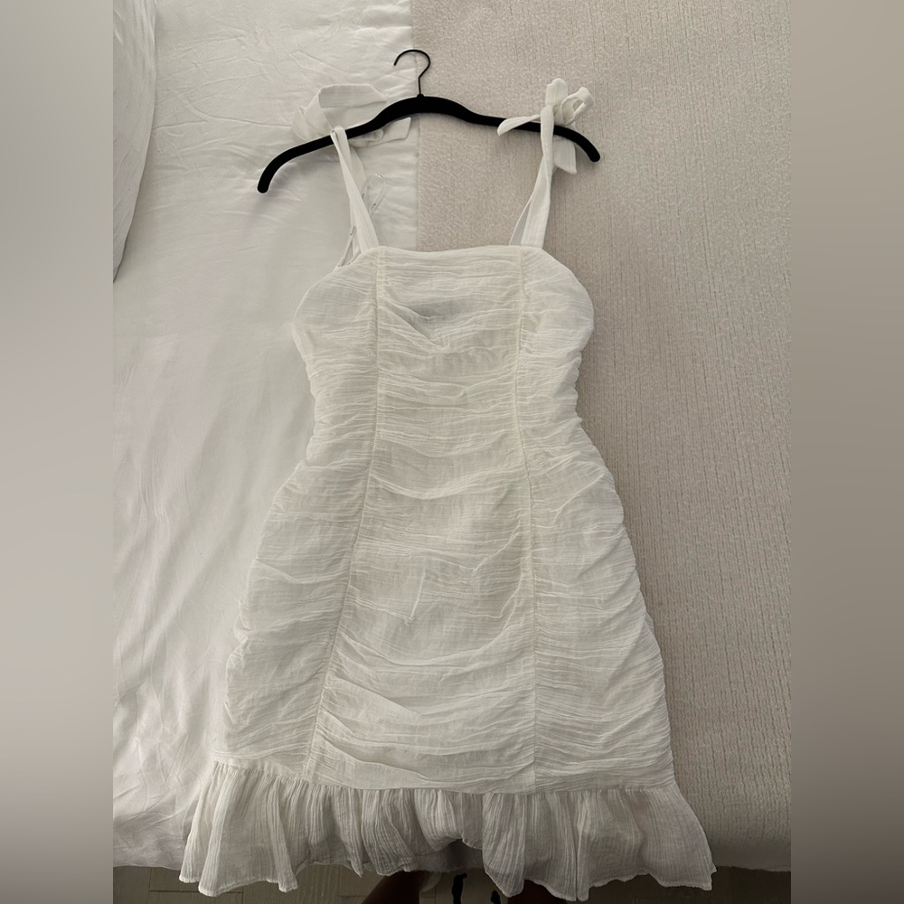 Mink pink white darling ruched dress